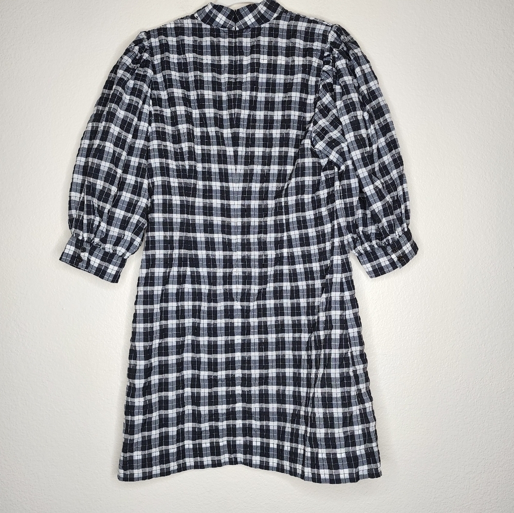 GANNI Check Puffy Long Sleeves Mini Dress 40 - Picture 4 of 9